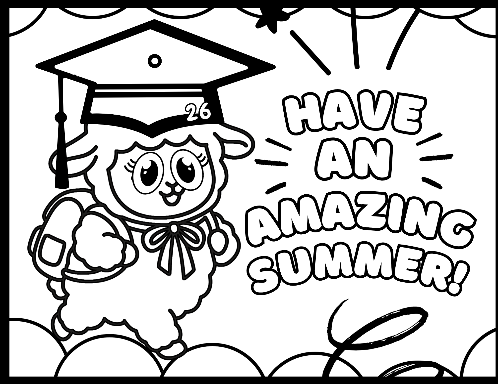 Graduate Themed, Fun Coloring Pages with Words, Simple Printable Art