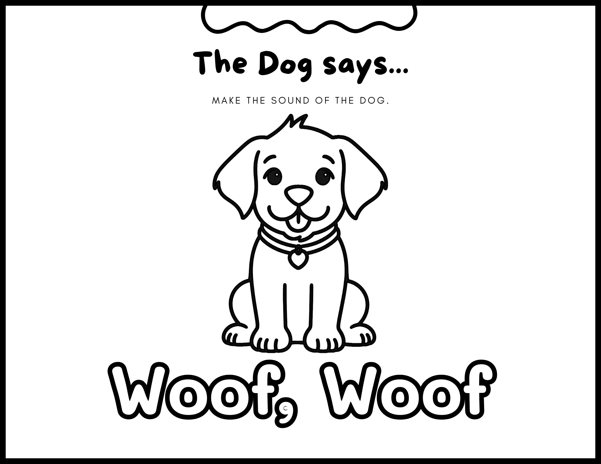 Animal Sounds, 8 Fun Coloring Pages with Words, Simple Printable Art