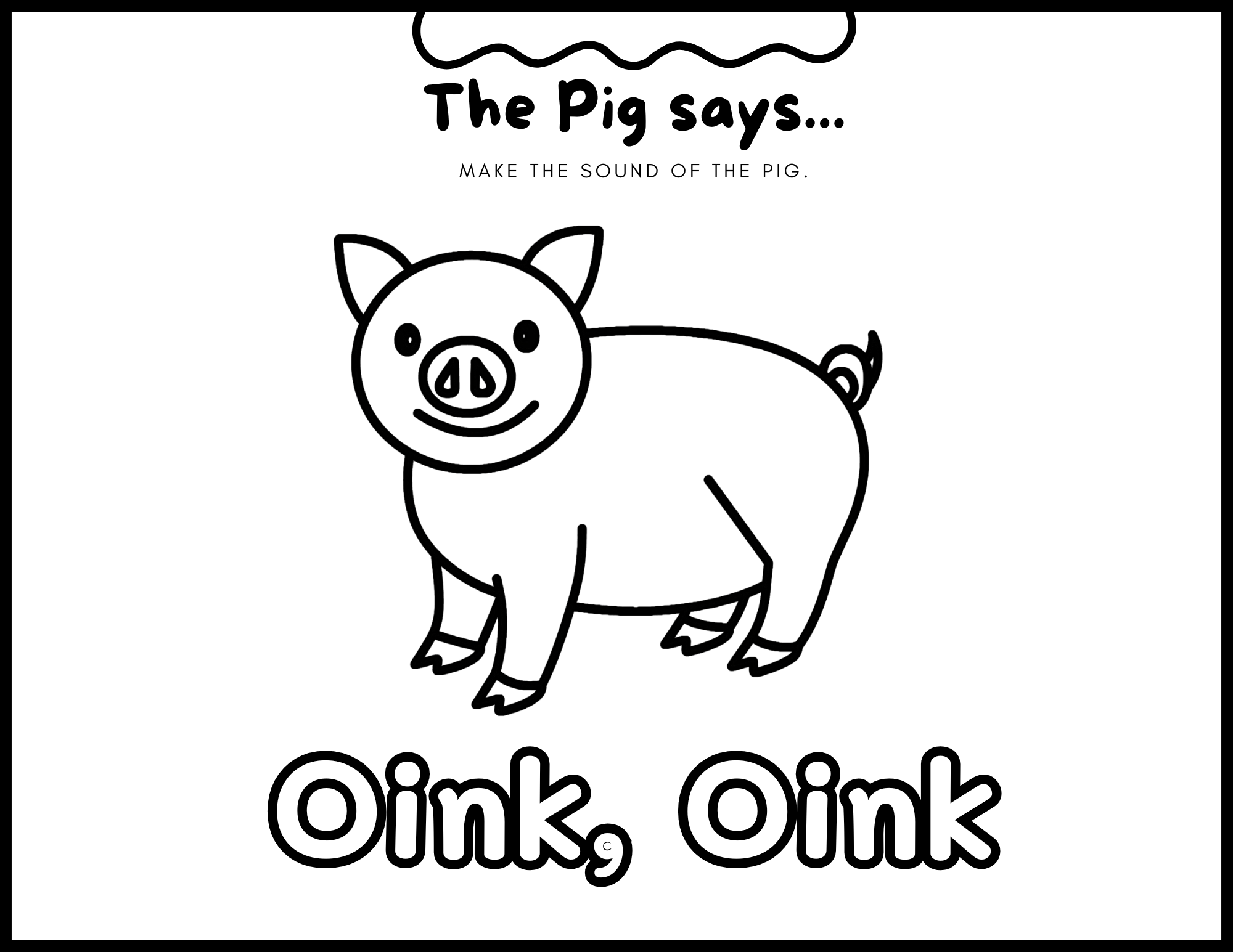 Animal Sounds, 8 Fun Coloring Pages with Words, Simple Printable Art